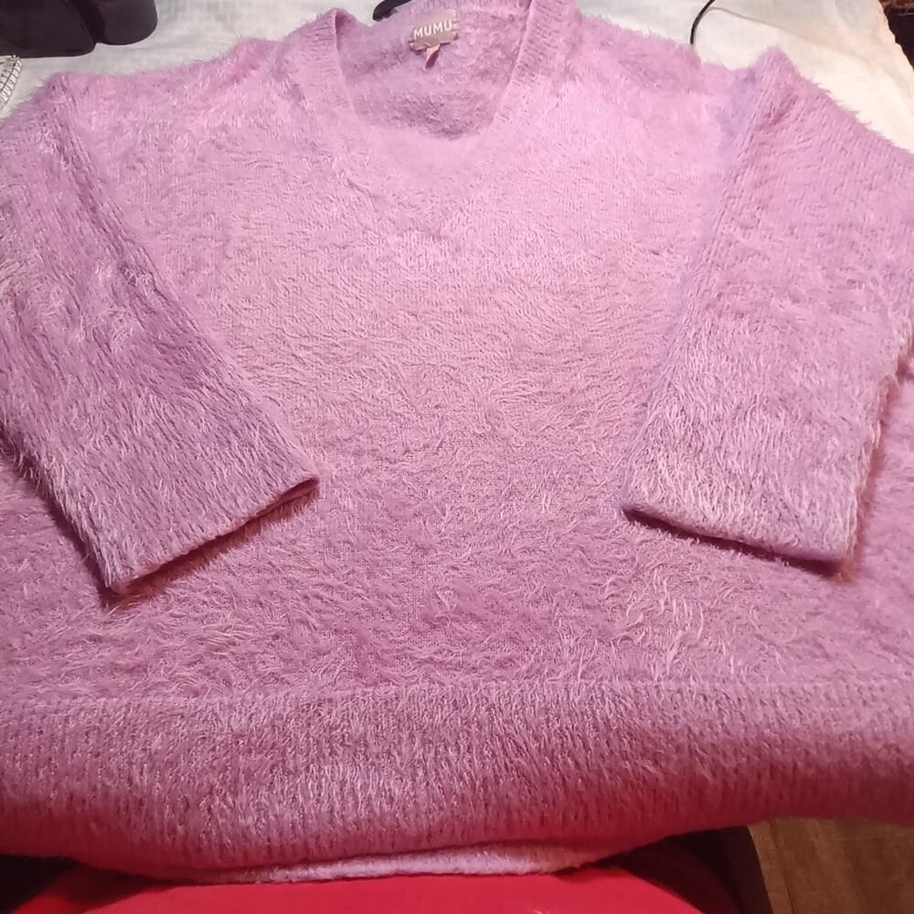 show me your mumu sweater Xl Pink Eyelash Oversize Pretty Pink Knit Cozy Comfort - Picture 2 of 7
